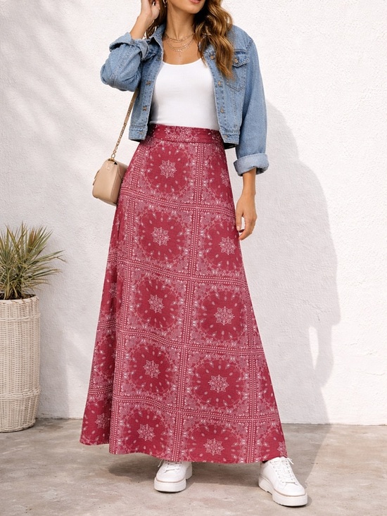 Kiss & Cry Dresses & Skirts - Kiss & Cry Bandana Print Maxi Skirt Size Small Boho Western Rayon A-Line